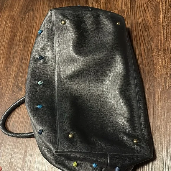 Tehra B polka dot Black Leather Handbag - Picture 8 of 9